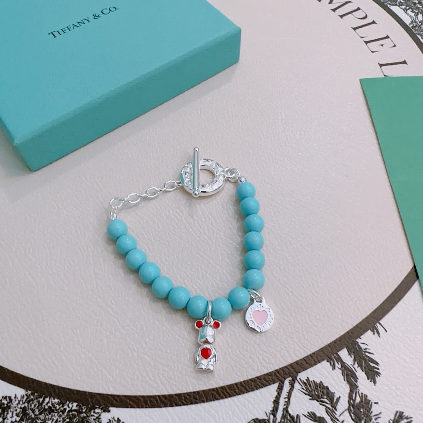 Tiffany & Co. Blue Bead Bracelet with Charms